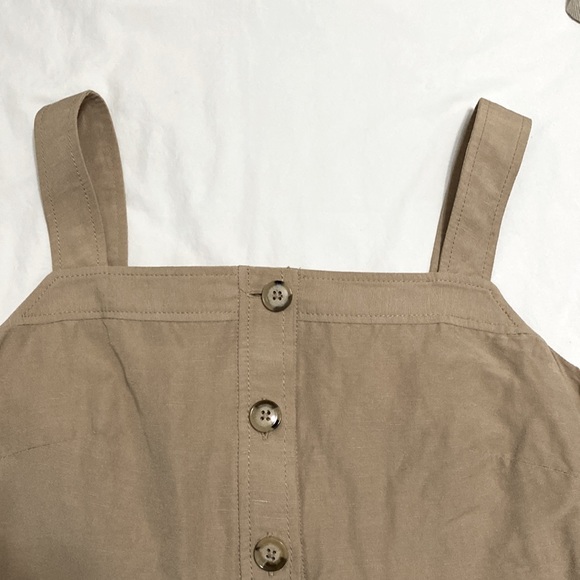 Banana Republic Linen Blend Button Down Beige Midi Dress - Picture 2 of 8